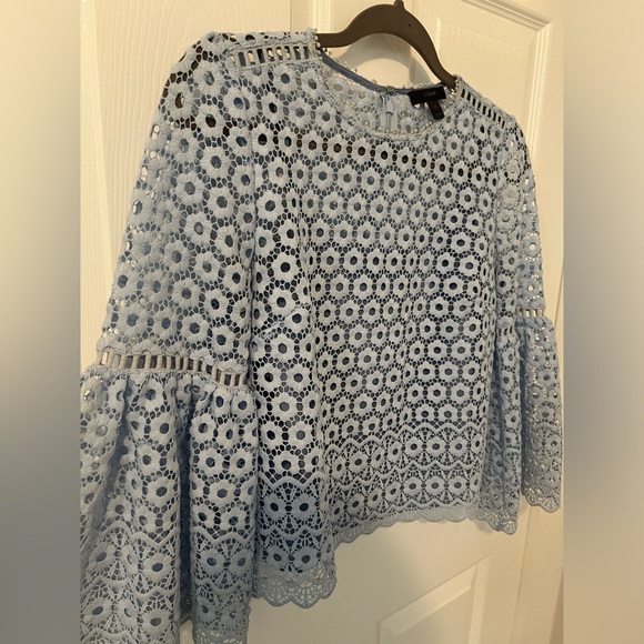 J. Crew Blue Daisylace Bell Sleeve Party Top - Picture 4 of 14